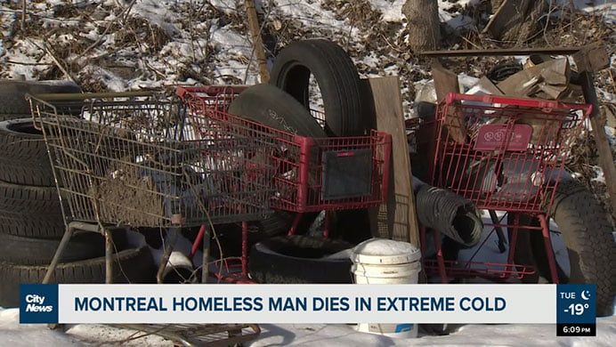 Montreal homeless man dies amid extreme cold